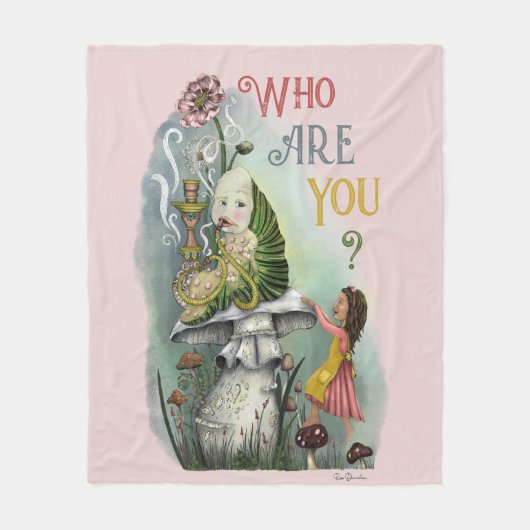 Niedliche rosa Raupe in der Alice im Wunderland Ku Fleecedecke (Vorderseite)