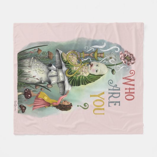Niedliche rosa Raupe in der Alice im Wunderland Ku Fleecedecke (Vorderseite (Horizontal))