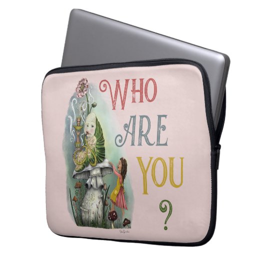 Niedliche rosa Raupe in der Alice im Wunderland Ku Laptopschutzhülle (Vorderseite Links)