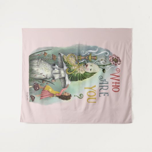 Niedliche rosa Raupe in der Alice im Wunderland Ku Wandteppich (Vorderseite (Horizontal))