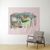 Niedliche rosa Raupe in der Alice im Wunderland Ku Wandteppich (Beispiel (Horizontal))