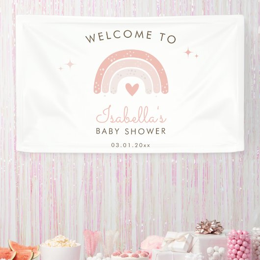 Niedliche Rosa Regenbogen Aquarell Kinderdusche Wi Banner
