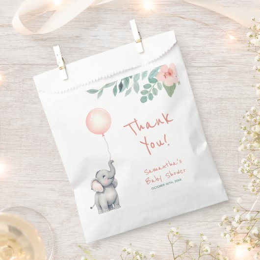 Niedliche Rosa Rose Elephant Girl Baby Dusche Geschenktütchen (Ausgeschnitten)