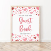 Niedliche Rosa Rote Herzen Valentine Gästebuchsign Poster
