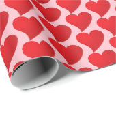 Niedliche rosa rote Herzensmuster des modernen Val Geschenkpapier (Rolleneckpunkt)