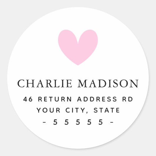Niedliche, rosa Rücksendeadresse Runder Aufkleber (Vorderseite)