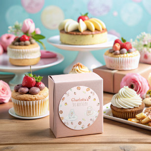 Niedliche Rosa Schafdesserts Aquarellfarben Kinder Runder Aufkleber