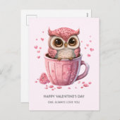 Niedliche rosa Schale am Valentinstag Feiertagspostkarte (Vorne/Hinten)