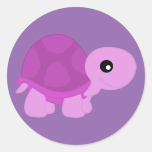 Niedliche rosa Schildkröte Runder Aufkleber