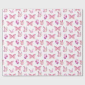 Niedliche rosa Schmetterlinge Geschenkpapier (Flach)