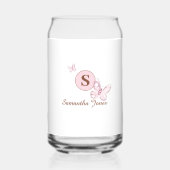 Niedliche rosa Schmetterlinge Personalisiert Dosenglas (Rückseite)