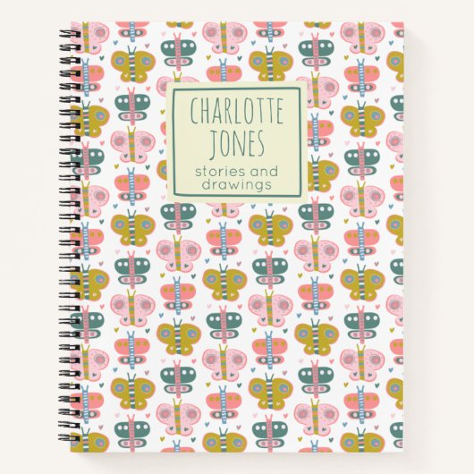 Niedliche rosa Schmetterlinge Personalisiertes Sto Notizblock (Vorderseite)