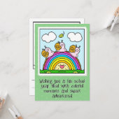 Niedliche Rosa Schnecken Rainbow Log School Colour Karte (Vorderseite/Rückseite Beispiel)