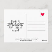 Niedliche rosa Schnecken Regenbogen in der Schule Postkarte (Rückseite)