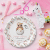 Niedliche rosa Schraffurkeule Babyduschpapier Tell Pappteller (Party)