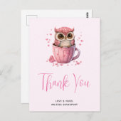 Niedliche rosa Schüssel in einem Cup Danke Postkarte (Vorne/Hinten)