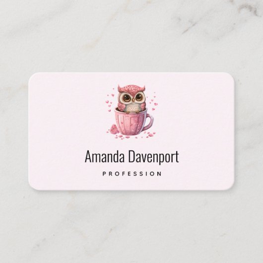 Niedliche rosa Schüssel in einer Cup-Visitenkarte Visitenkarte (Vorderseite)