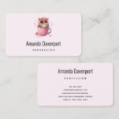 Niedliche rosa Schüssel in einer Cup-Visitenkarte Visitenkarte (Vorne/Hinten)