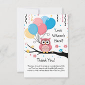 Niedliche rosa Schüssel mit Balloons & Confetti Ba Dankeskarte (Vorderseite)