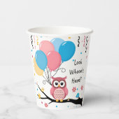 Niedliche rosa Schüssel mit Balloons & Confetti Ba Pappbecher (Rückseite)