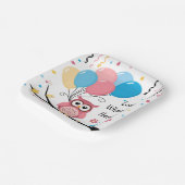 Niedliche rosa Schüssel mit Balloons & Confetti Ba Pappteller (Gewinkelt)