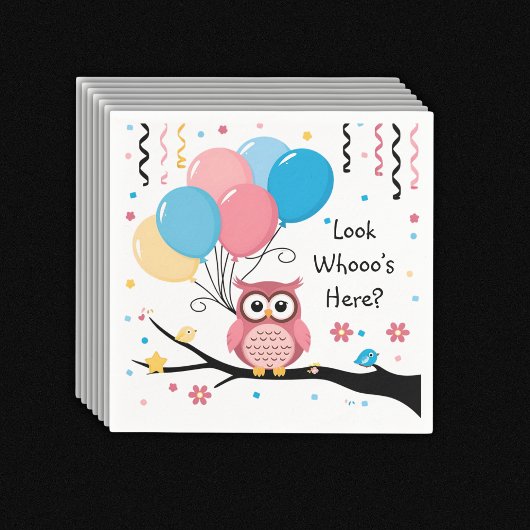 Niedliche rosa Schüssel mit Balloons & Confetti Ba Serviette