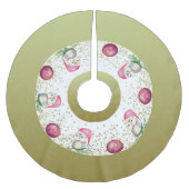 Niedliche rosa Schüssel und Weihnachtsbälle Glitze Polyester Weihnachtsbaumdecke (Vorderseite)