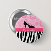 Niedliche rosa Schwarz-SchuheTrendy Zebra-Druck Button (Vorne & Hinten)