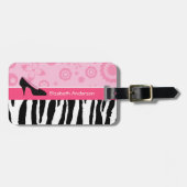 Niedliche rosa Schwarz-SchuheTrendy Zebra-Druck Gepäckanhänger (Vorderseite horizontal)