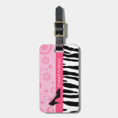 Niedliche rosa Schwarz-SchuheTrendy Zebra-Druck Gepäckanhänger (Vorderseite vertikal)