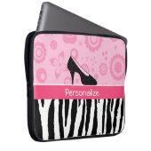 Niedliche rosa Schwarz-SchuheTrendy Zebra-Druck Laptopschutzhülle (Vorne Rechts)