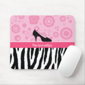 Niedliche rosa Schwarz-SchuheTrendy Zebra-Druck Mousepad (Mit Mouse)