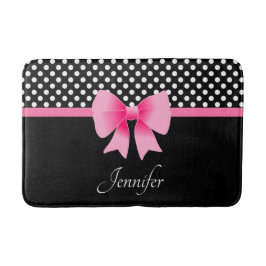 Niedliche rosa schwarze und weiße Polka-Punkte Badematte