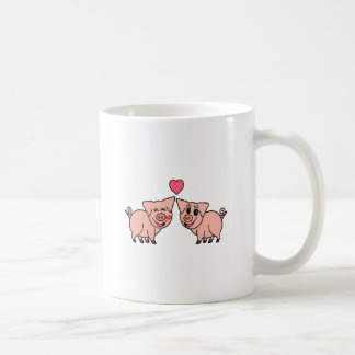 Niedliche rosa Schwein-Paare Kaffeetasse