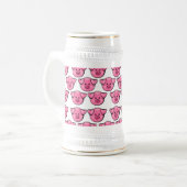 Niedliche Rosa Schweine Bierglas (Vorderseite Links)