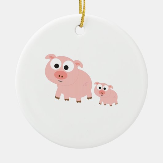 Niedliche Rosa Schweine Keramikornament (Vorne)