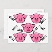 Niedliche Rosa Schweine Postkarte (Vorne/Hinten)