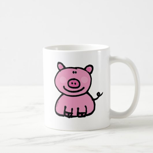 Niedliche rosa Schweinecartoon Kaffeetasse (Rechts)