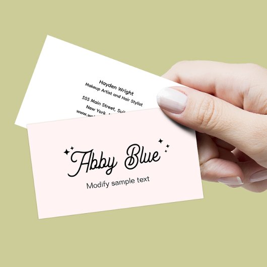 Niedliche rosa Script Schriftart Stars Business Ca Visitenkarte