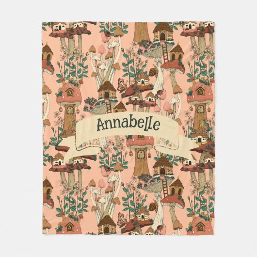 Niedliche rosa Sitzecke Blumenmoschee Haus drucken Fleecedecke (Vorderseite)