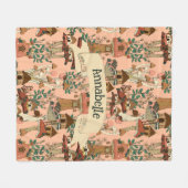 Niedliche rosa Sitzecke Blumenmoschee Haus drucken Fleecedecke (Vorderseite (Horizontal))