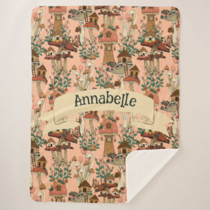 Niedliche rosa Sitzecke Blumenmoschee Haus drucken Sherpadecke