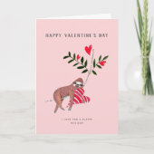 Niedliche Rosa Sloth Valentine Grußkarte Feiertagskarte (Vorderseite)