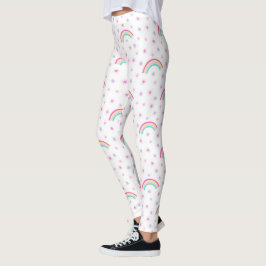 Niedliche Rosa Sterne Regenbogenwomen Leggings