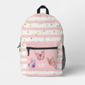 Niedliche rosa Streifen Dots Butterfells Monogram Bedruckter Rucksack (Vorderseite)