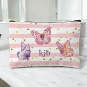 Niedliche rosa Streifen Dots Butterfells Monogram Zubehörtasche