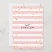 Niedliche rosa Streifen Gold Black Baby Dusche Einladung (Rückseite)