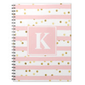 Niedliche rosa Streifen Goldpunktmuster eines Mono Notizblock (Vorderseite)