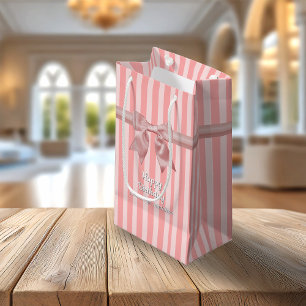 Niedliche rosa Streifen Hübsche Bow Custom Kleine Geschenktüte