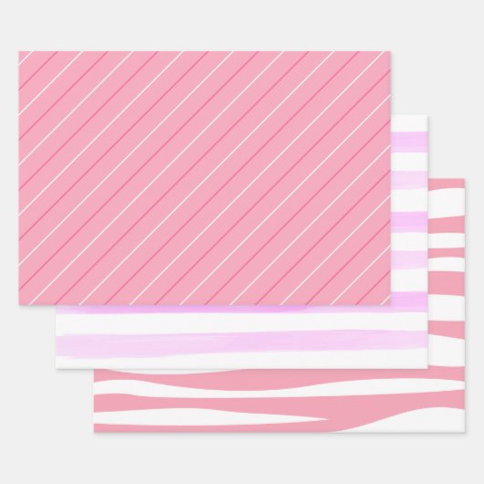 Niedliche Rosa Stripe Collection Girl Decoupage Geschenkpapier Set (Set)